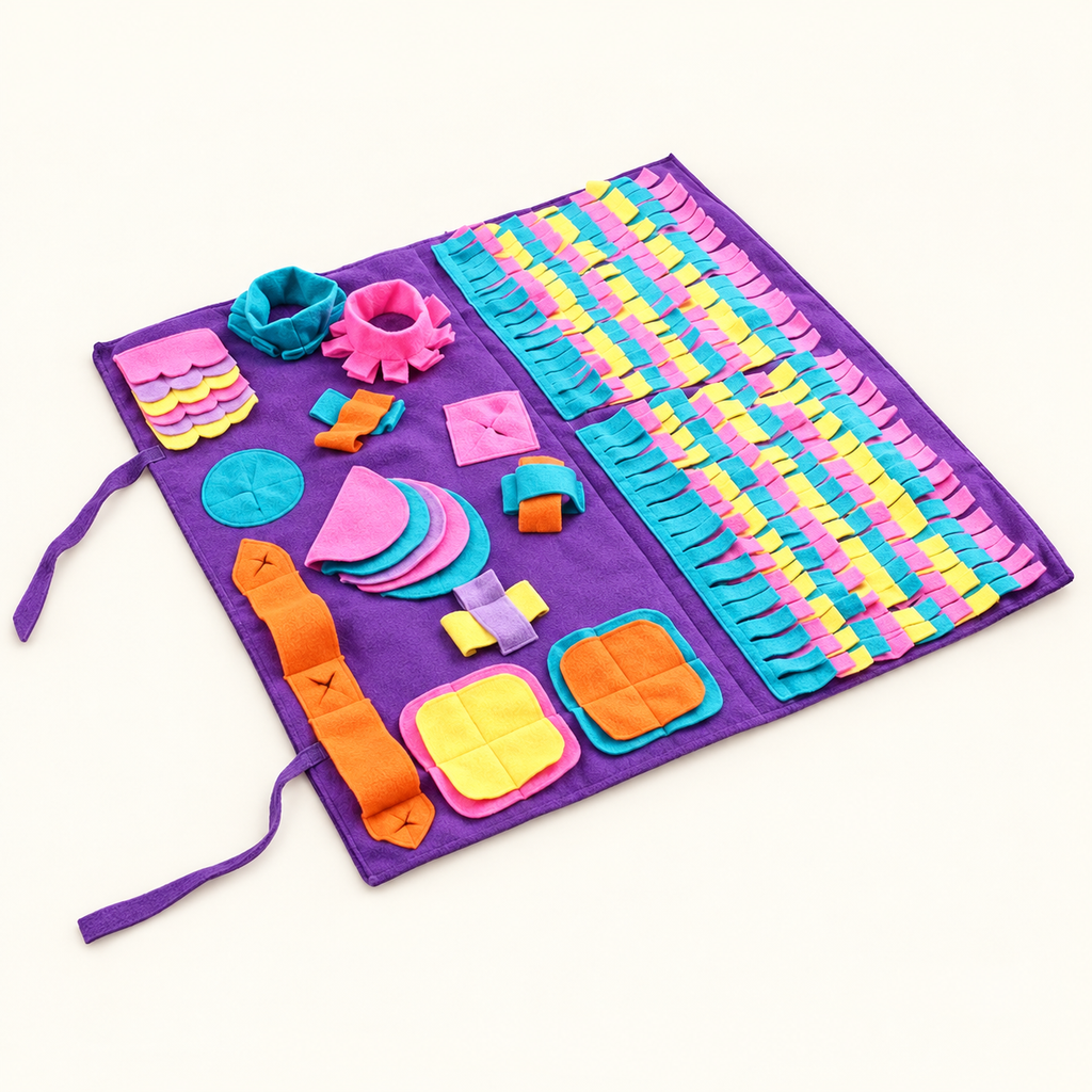 Foldable fleece snuffle mat for dogs and cats