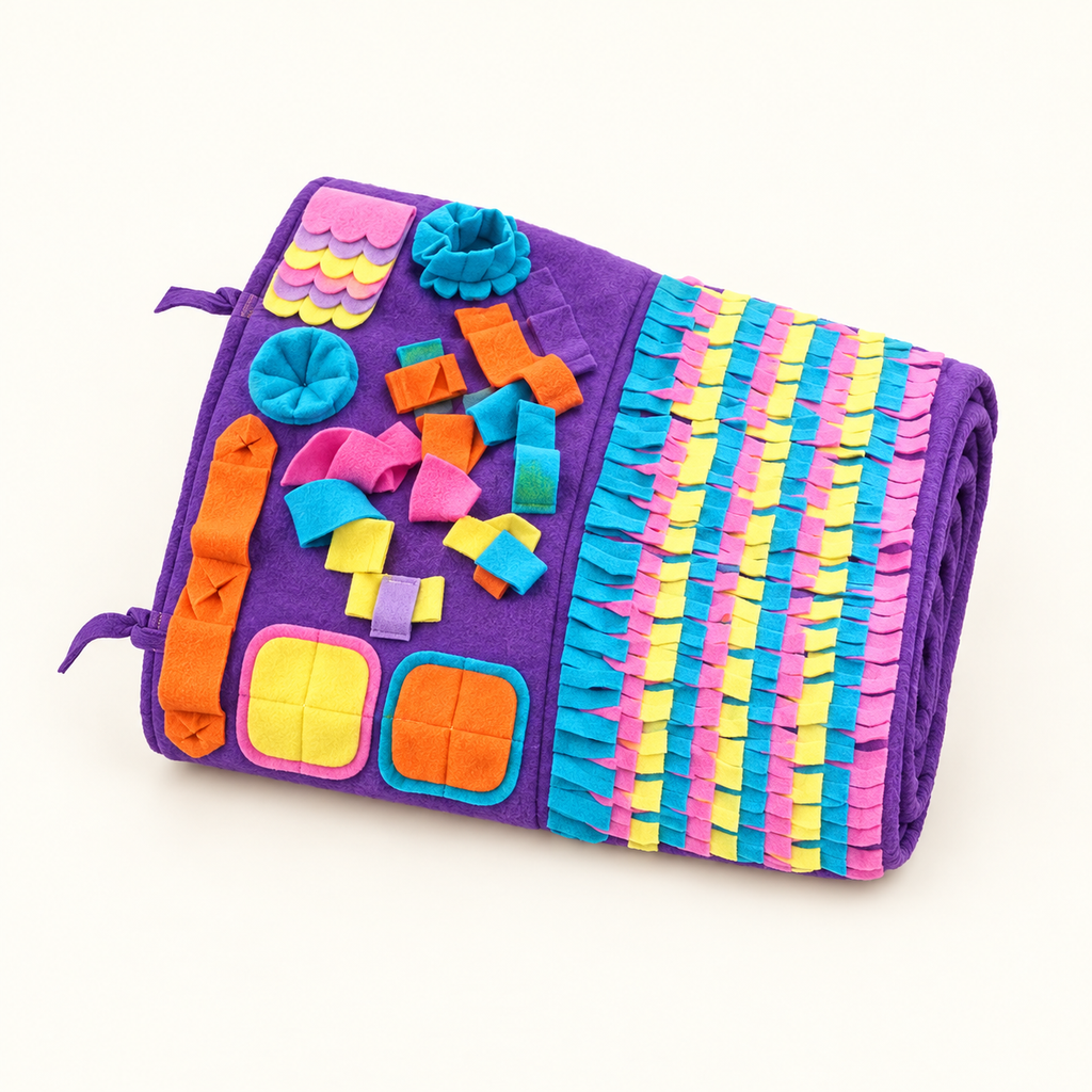 Foldable fleece snuffle mat for dogs and cats